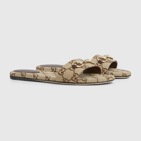 Gucci Horsebit Slide Sandals Beige/ Dark Brown - Image 4