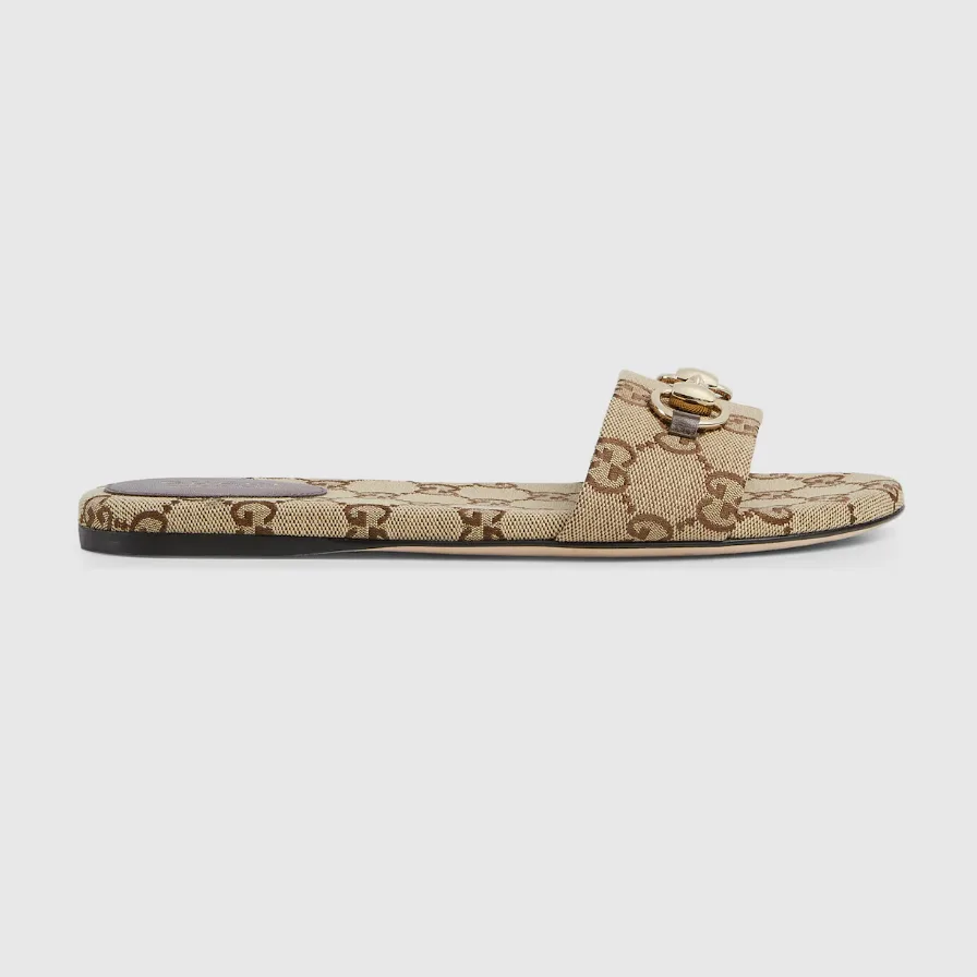 Gucci Horsebit Slide Sandals Beige/ Dark Brown - Image 5