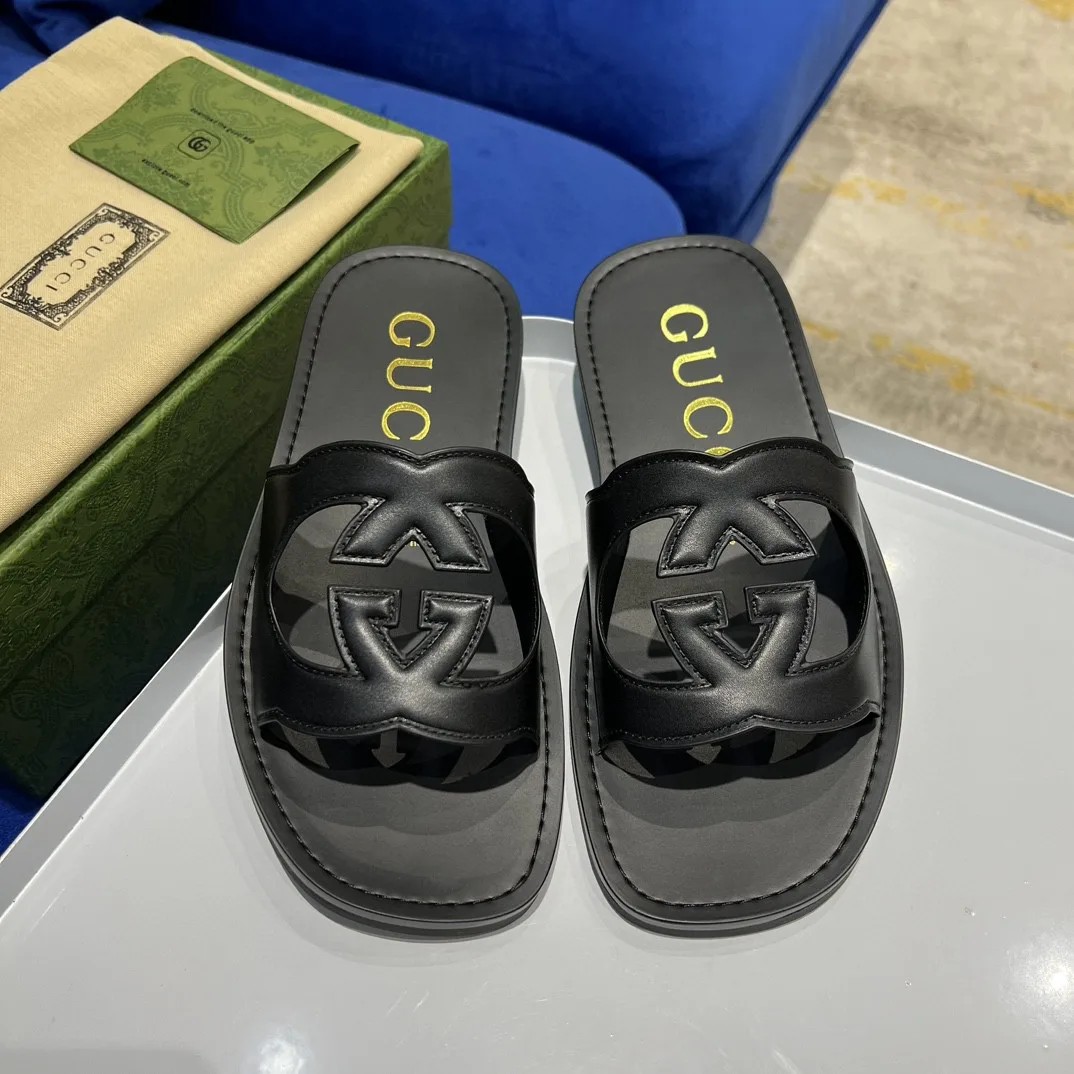 Alternative view of Gucci Interlocking-G Cut-Out Slide Sandal Black