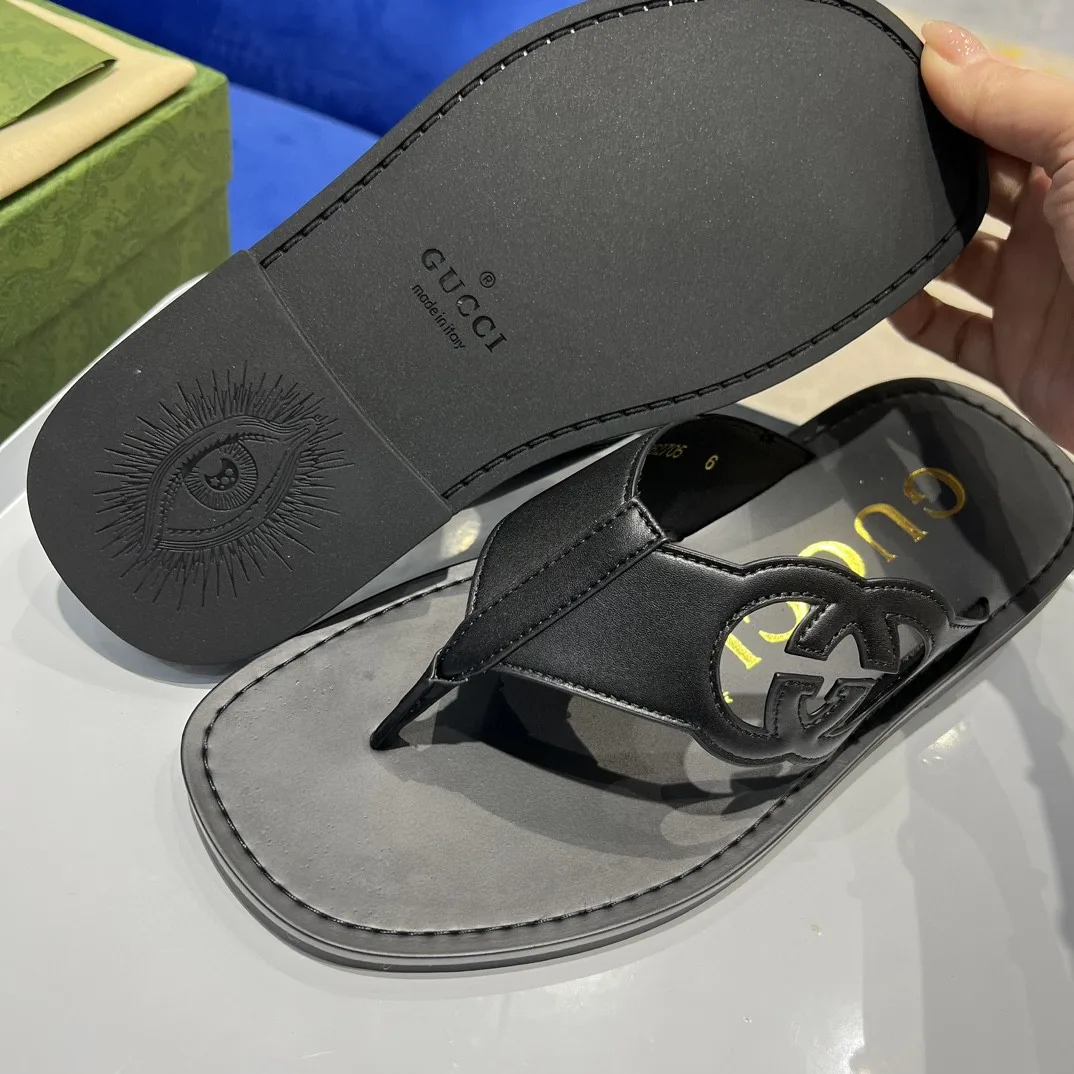 Gucci Interlocking-G Thong Sandal Black - Image 8