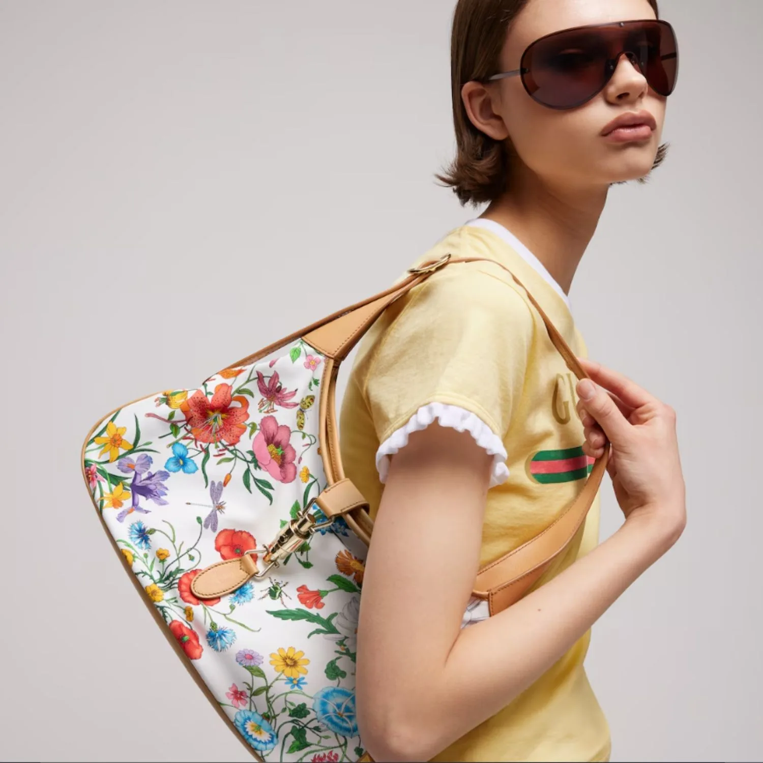 Alternative view of Gucci Jackie 1961 Medium Shoulder Bag / White/ Multicolor Gold Hardware