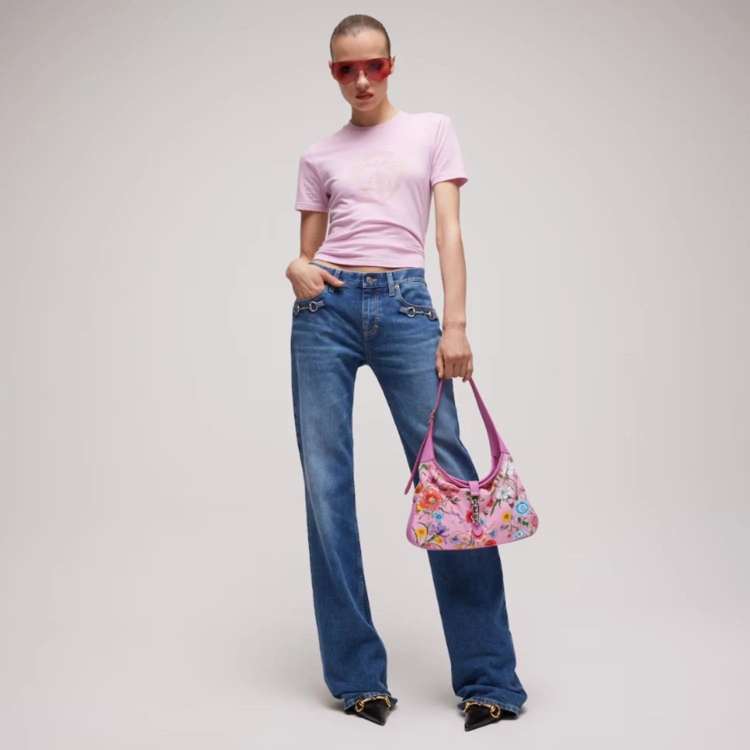 Alternative view of Gucci Jackie 1961 Medium Shoulder Bag / Pink/ Multicolor Gold Hardware