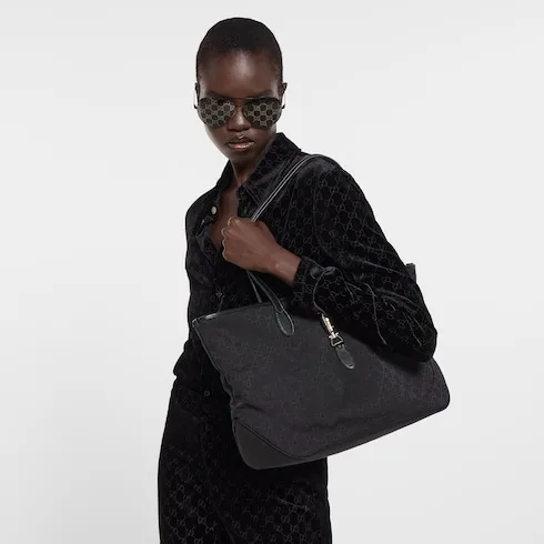 Gucci Jackie Medium Tote Bag / Black Silver Hardware - Image 3
