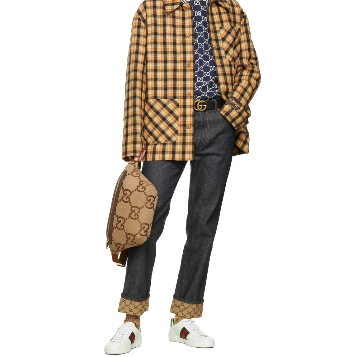 Alternative view of Gucci Jumbo GG Belt Bag Camel And Ebony Jumbo GG Canvas /