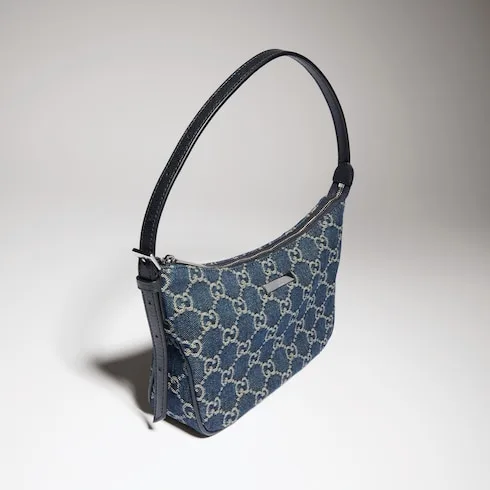 Gucci Lady Lunetta Small Shoulder Bag / Dark Blue Denim Palladium Hardware - Image 6