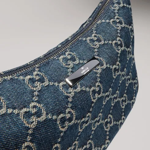 Gucci Lady Lunetta Small Shoulder Bag / Dark Blue Denim Palladium Hardware - Image 11