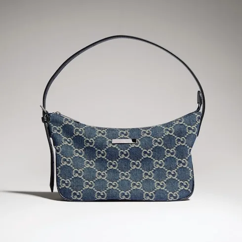 Gucci Lady Lunetta Small Shoulder Bag / Dark Blue Denim Palladium Hardware - Image 5