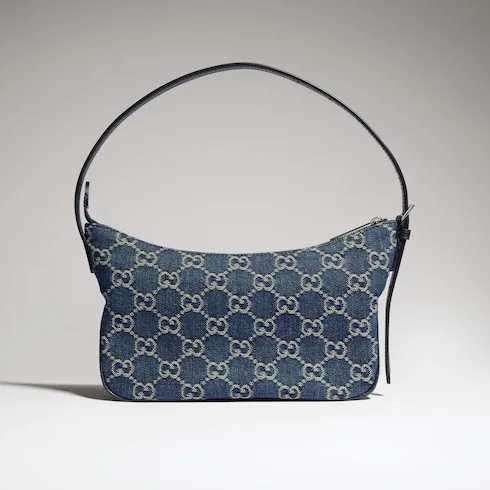 Gucci Lady Lunetta Small Shoulder Bag / Dark Blue Denim Palladium Hardware - Image 9