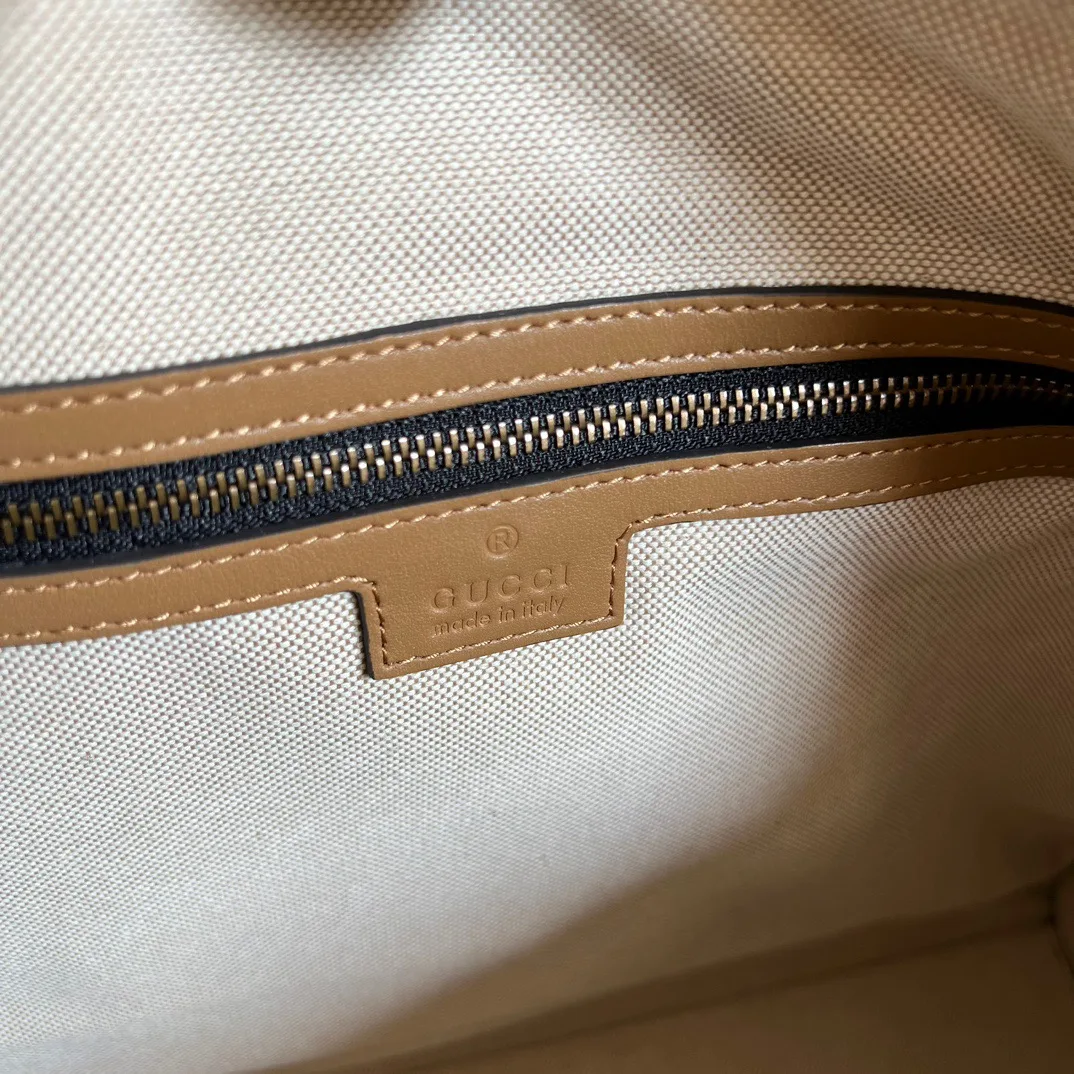 Large Bauletto Top Handle Bag With Double G White/Brown / - Image 19