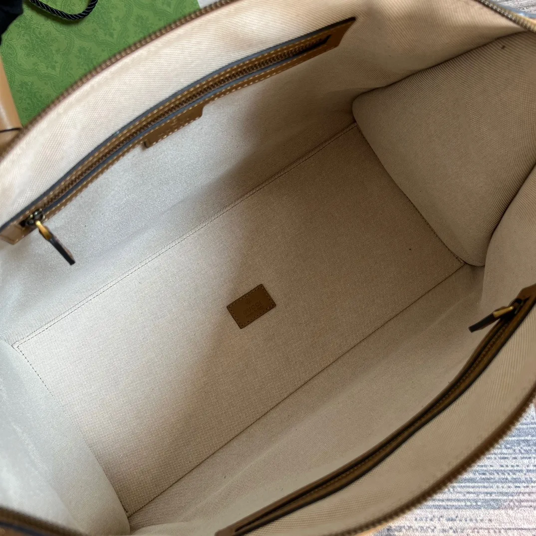 Large Bauletto Top Handle Bag With Double G Grey/Brown / - Image 19