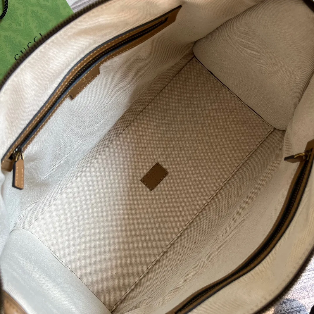 Large Bauletto Top Handle Bag With Double G White/Brown / - Image 18