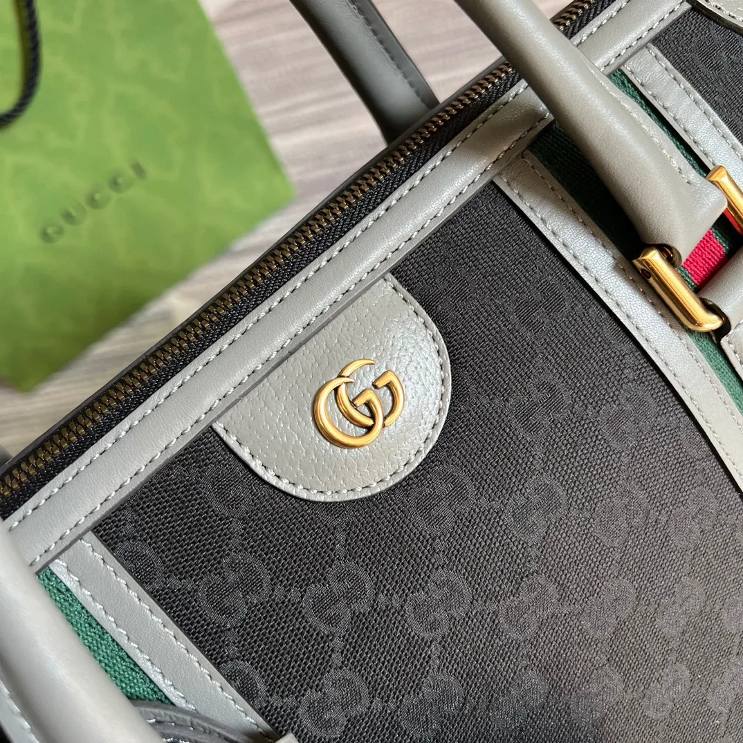 Large Bauletto Top Handle Bag With Double G White/Grey / - Image 17