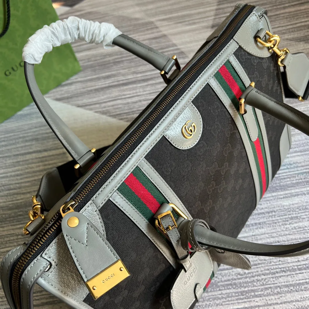 Large Bauletto Top Handle Bag With Double G White/Grey / - Image 16