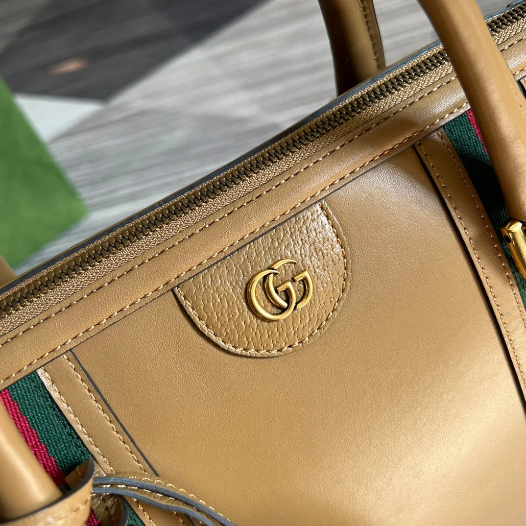 Large Bauletto Top Handle Bag With Double G Grey/Brown / - Image 16