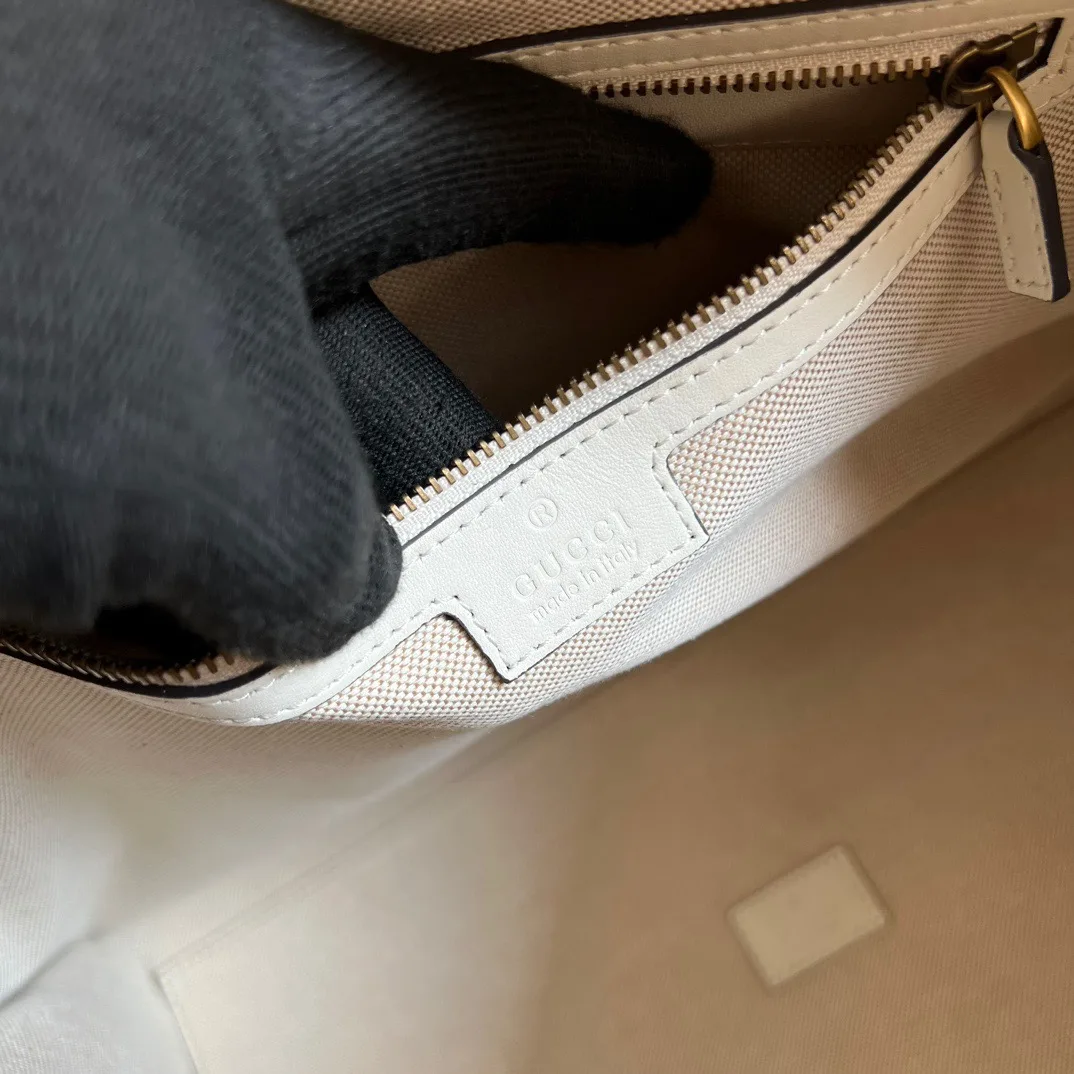 Alternative view of Large Bauletto Top Handle Bag With Double G White/Brown /