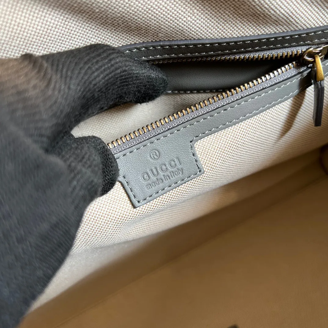 Alternative view of Large Bauletto Top Handle Bag With Double G Grey/Brown /