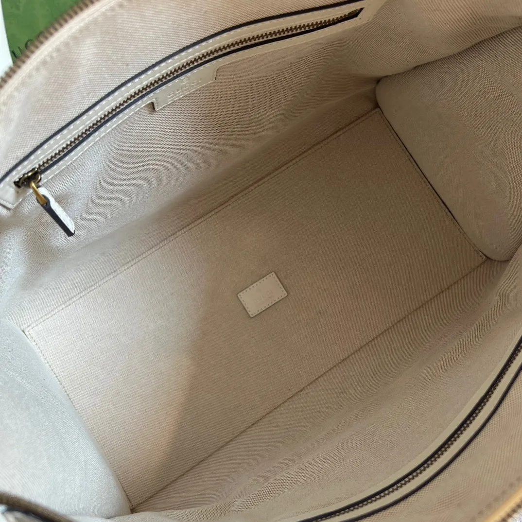 Large Bauletto Top Handle Bag With Double G White/Brown / - Image 3