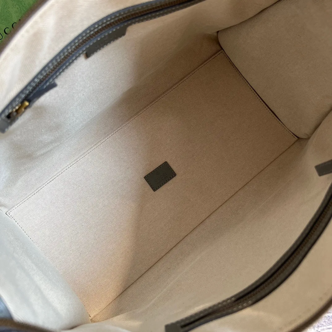 Large Bauletto Top Handle Bag With Double G Grey/Brown / - Image 3