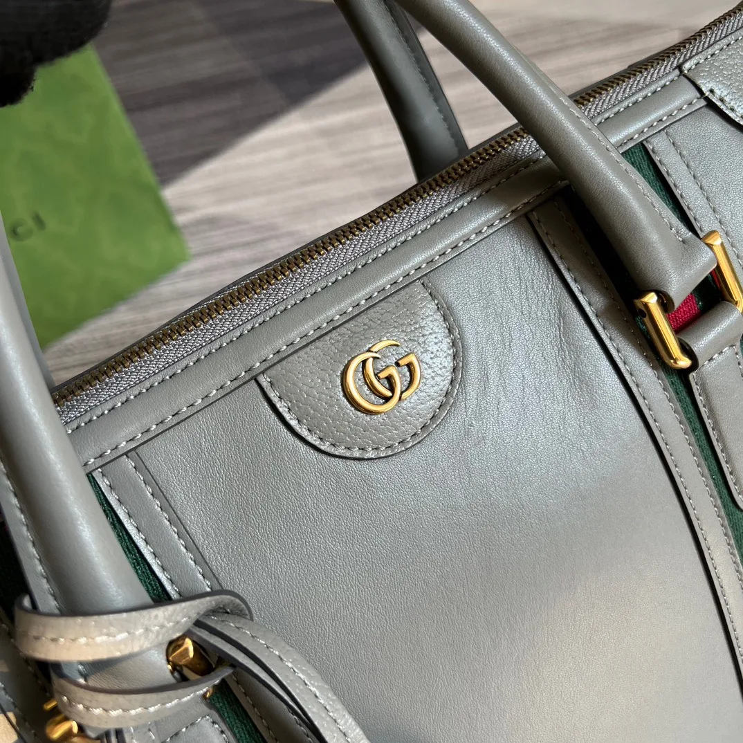Large Bauletto Top Handle Bag With Double G Grey/Brown / - Image 4