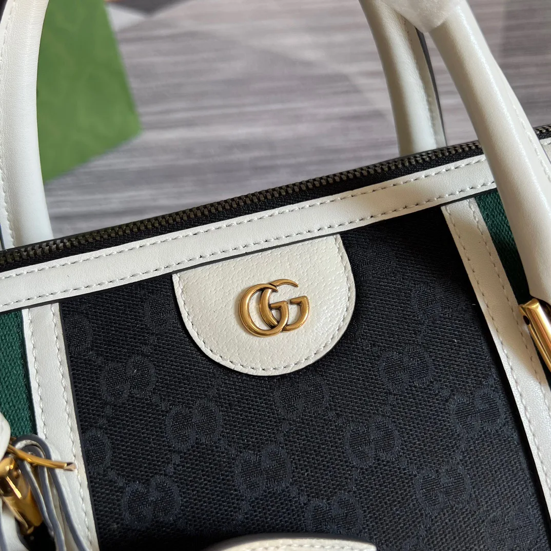 Large Bauletto Top Handle Bag With Double G White/Grey / - Image 4