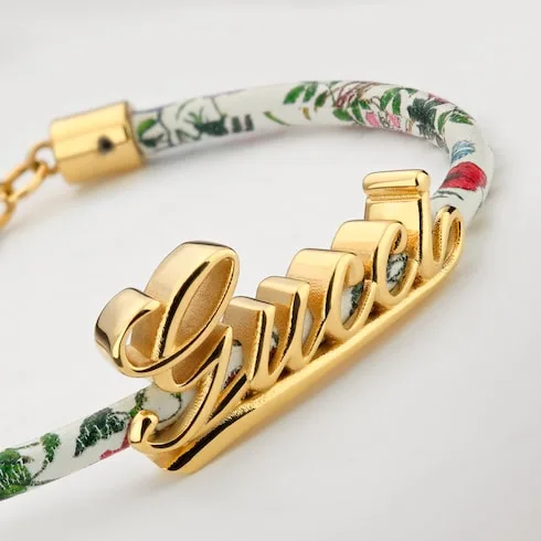 Gucci Leather Double Bracelet With Gucci Script White Tubular - Image 4