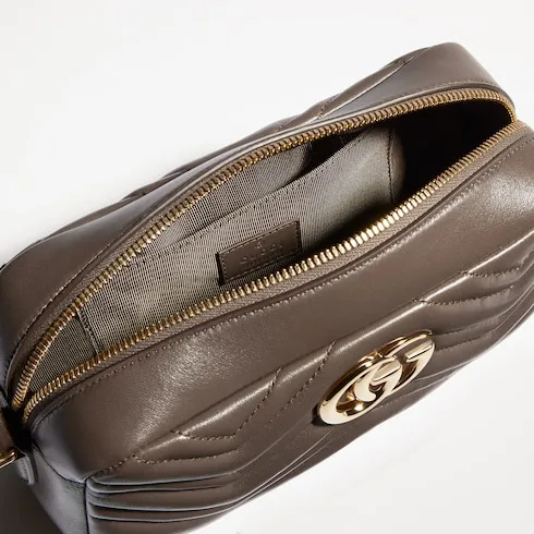 Gucci Marmont Camera Small Shoulder Bag / Dark Taupe Gold Hardware - Image 8
