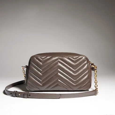 Gucci Marmont Camera Small Shoulder Bag / Dark Taupe Gold Hardware - Image 6