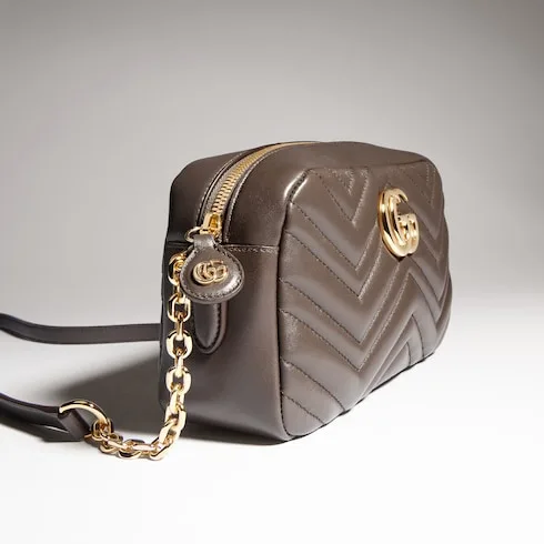 Gucci Marmont Camera Small Shoulder Bag / Dark Taupe Gold Hardware - Image 4