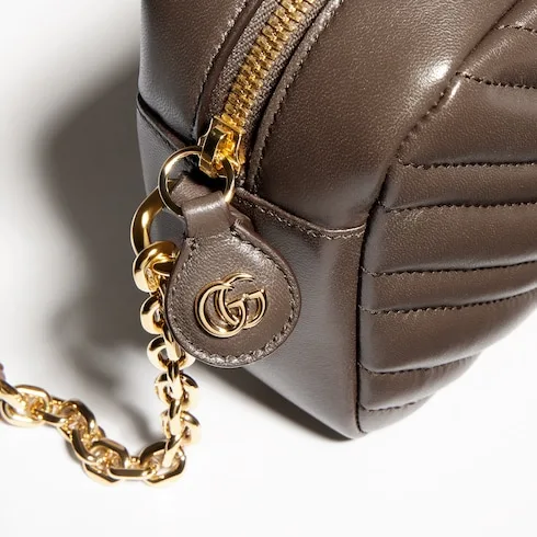 Gucci Marmont Camera Small Shoulder Bag / Dark Taupe Gold Hardware - Image 7