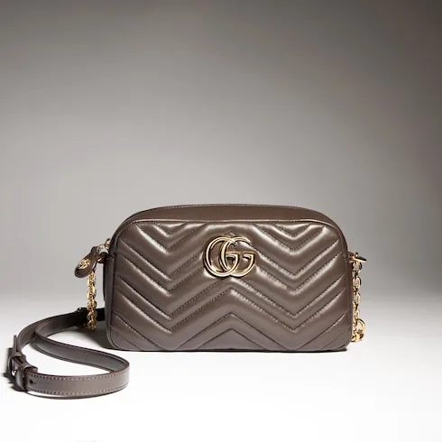 Gucci Marmont Camera Small Shoulder Bag / Dark Taupe Gold Hardware - Image 3