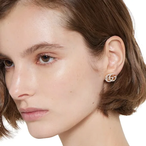 Alternative view of Gucci Marmont Crystal Earrings Gold Hardware ? JAAHV 8062