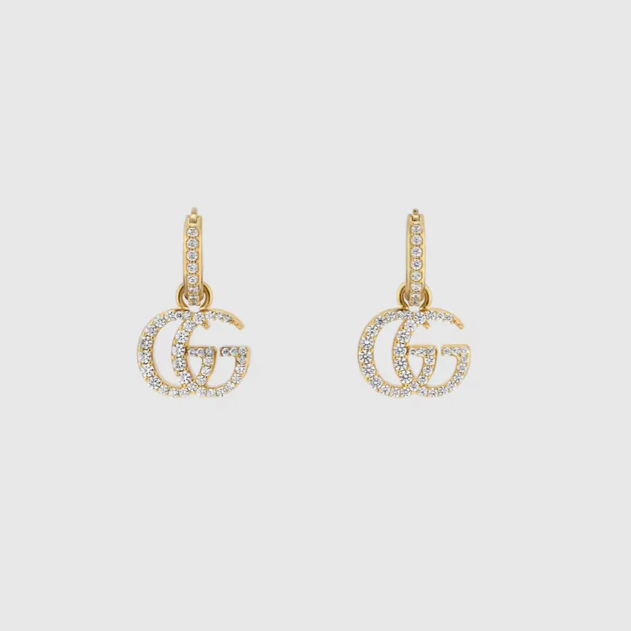 Gucci Marmont Crystal Earrings Gold Hardware - Image 3