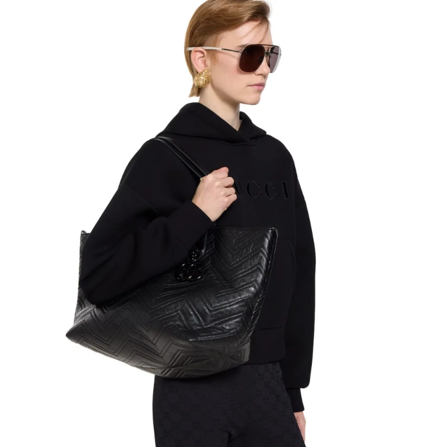 Alternative view of Gucci Marmont Large Tote Bag / Black Black Hardware