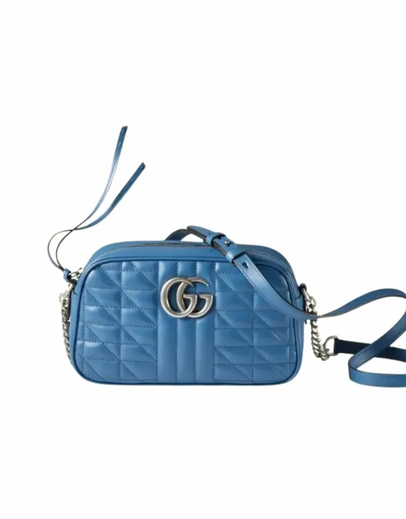 Gucci Marmont Matelasse Shoulder Bag Blue - Image 5