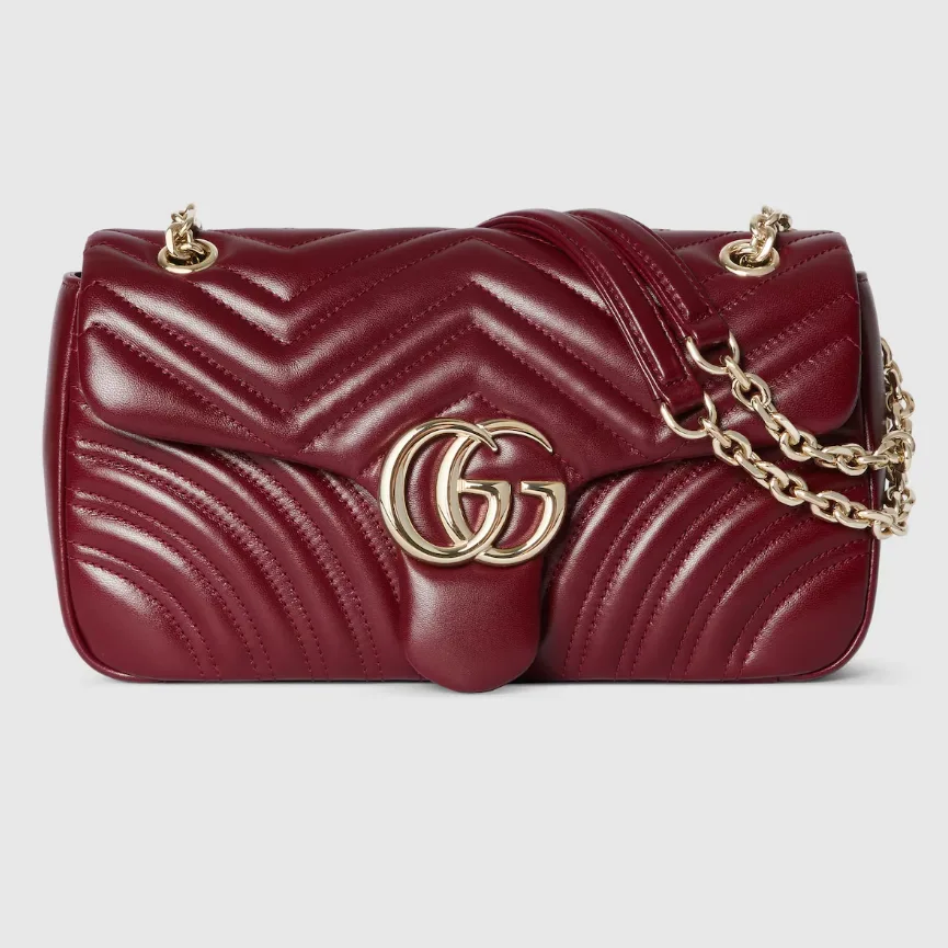 Gucci Marmont Medium Shoulder Bag / Rosso Ancora Red Light Gold Hardware - Image 5