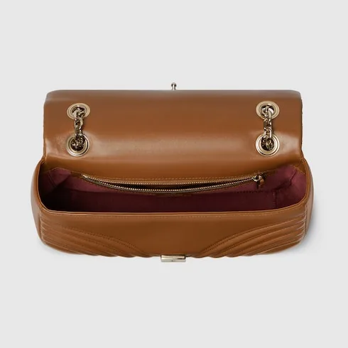 Gucci Marmont Medium Shoulder Bag / Brown Light Gold Hardware - Image 9