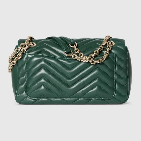 Gucci Marmont Medium Shoulder Bag / Green Light Gold Hardware - Image 7