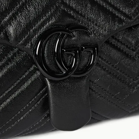 Gucci Marmont Medium Shoulder Bag / Black Tonal Enameled Hardware - Image 10