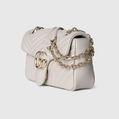 Gucci Marmont Medium Shoulder Bag / Light Grey Light Gold Hardware - Image 6