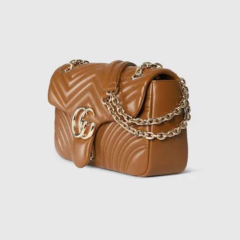 Gucci Marmont Medium Shoulder Bag / Brown Light Gold Hardware - Image 6