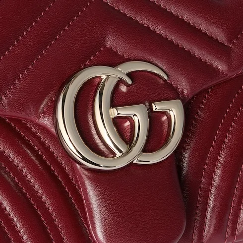 Gucci Marmont Medium Shoulder Bag / Rosso Ancora Red Light Gold Hardware - Image 11