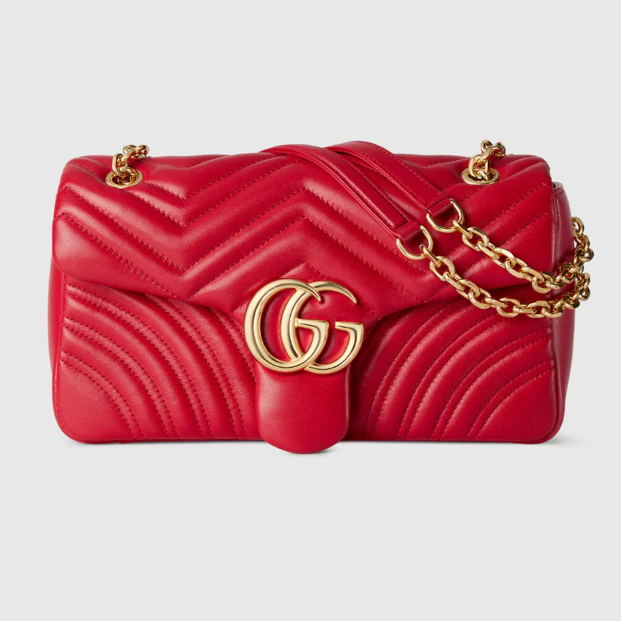 Gucci Marmont Medium Shoulder Bag / Bright Red Gold Hardware - Image 5