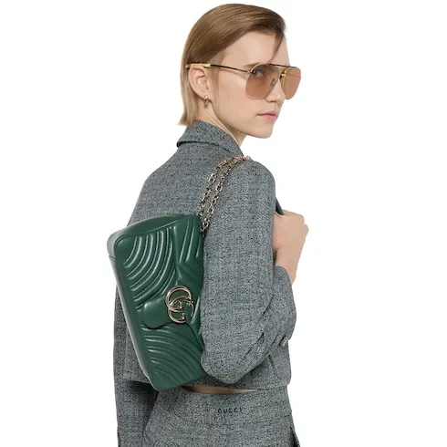 Alternative view of Gucci Marmont Medium Shoulder Bag / Green Light Gold Hardware