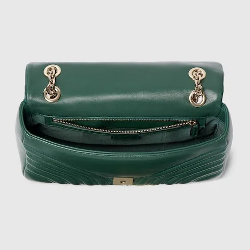 Gucci Marmont Medium Shoulder Bag / Green Light Gold Hardware - Image 8