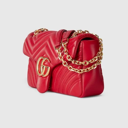 Gucci Marmont Medium Shoulder Bag / Bright Red Gold Hardware - Image 6