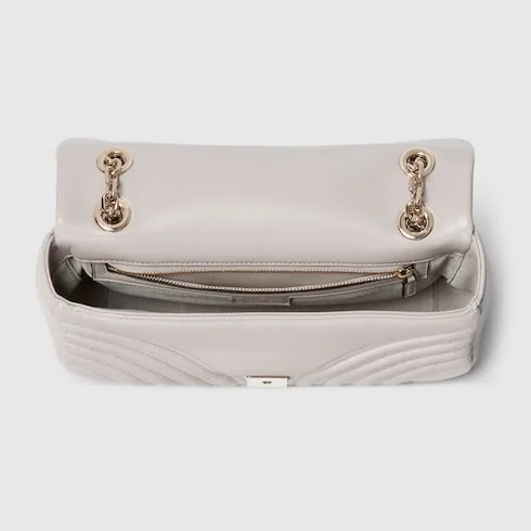 Gucci Marmont Medium Shoulder Bag / Light Grey Light Gold Hardware - Image 8