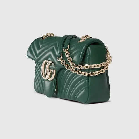 Gucci Marmont Medium Shoulder Bag / Green Light Gold Hardware - Image 6