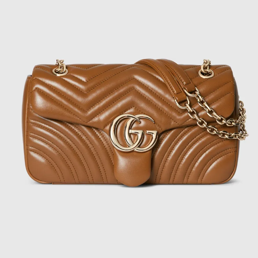 Gucci Marmont Medium Shoulder Bag / Brown Light Gold Hardware - Image 5
