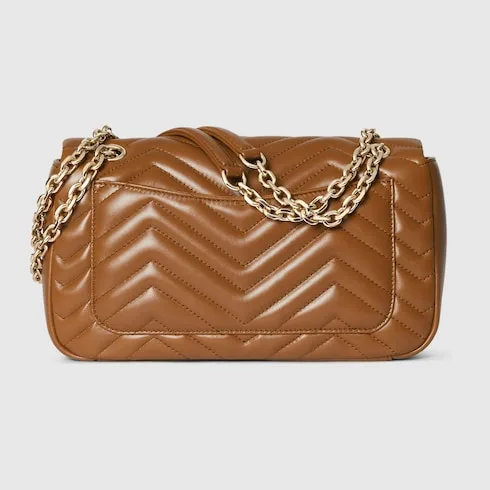 Gucci Marmont Medium Shoulder Bag / Brown Light Gold Hardware - Image 8