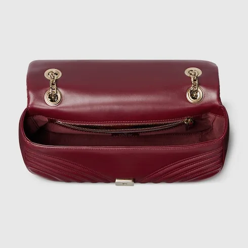 Gucci Marmont Medium Shoulder Bag / Rosso Ancora Red Light Gold Hardware - Image 9